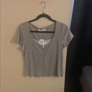 Hippie Rose Green Short Sleeve Fitted Crop Blouse